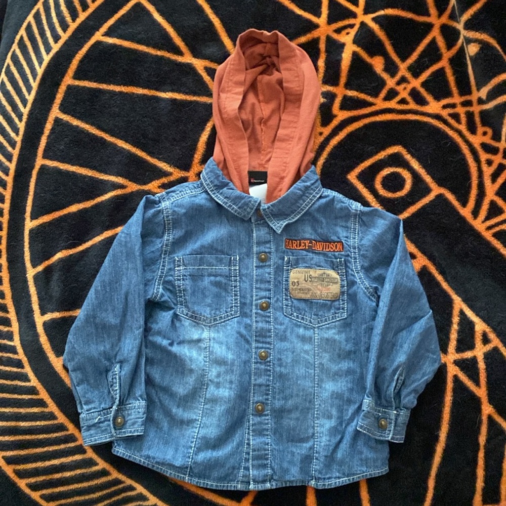 Lot of 2…. sz 4T hooded jean HARLEY-DAVIDSON Shirts